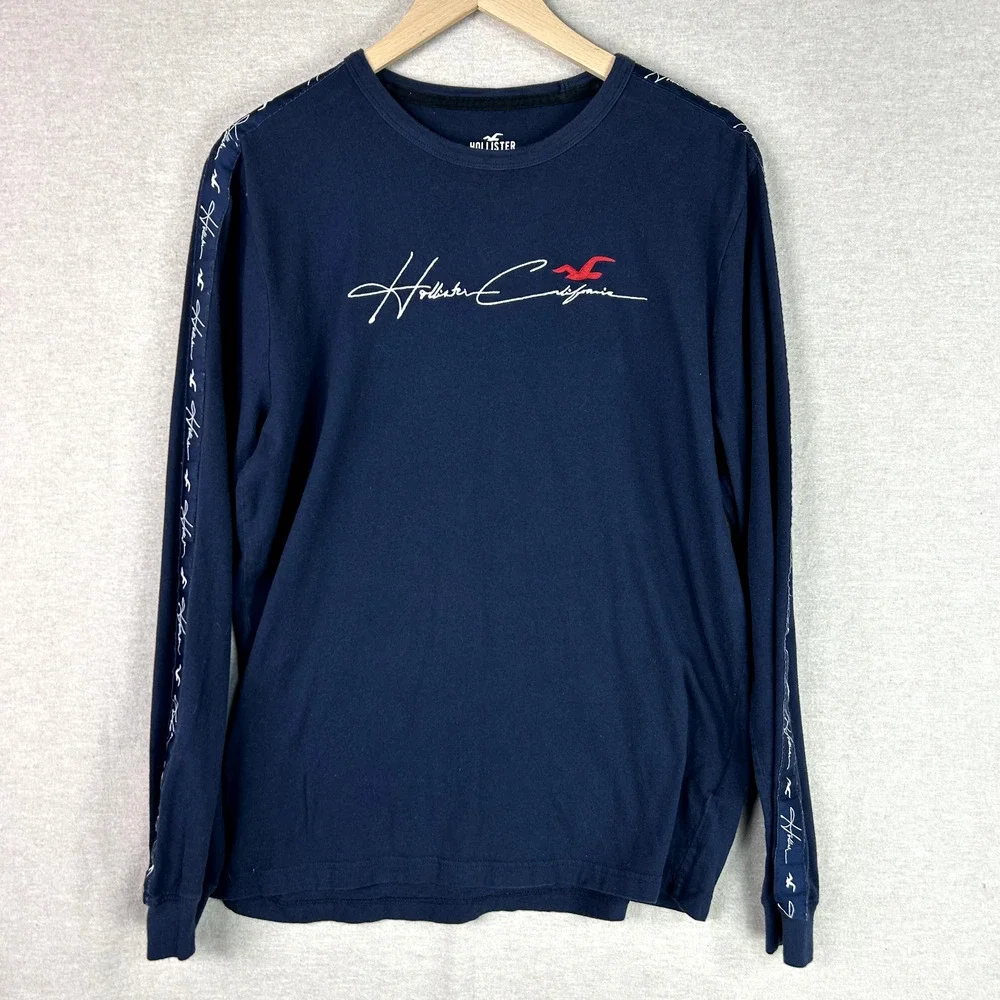 Vintage Holister Mens Y2K Long Sleeve Shirt Size Large Spellout Logo‎ Preppy 90s